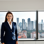 성형외과 이벤트 할인 - Professional Businesswoman**

"A confident businesswoman in a tailored, modest business suit, standi...