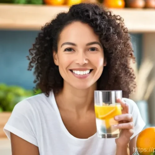 Home 1 피부 탄력 개선 팁 - **Prompt:** A serene, natural portrait of a woman in her late 30s or early 40s, with a healthy, lumi...