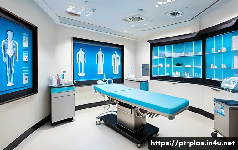 성형외과 수술 실패 사례 - A modern, well-equipped plastic surgery clinic interior with bright, sterile environment; advanced s...
