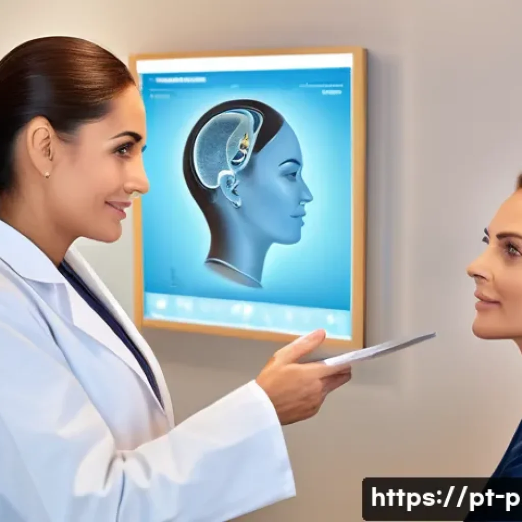 안면 성형 시술 팁 - A modern and elegant medical consultation room with a confident Brazilian plastic surgeon discussing...