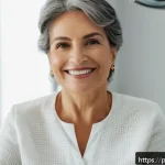 Home 19 안면 리프팅 유지 기간 - A middle-aged Brazilian woman with smooth, firm skin after a modern endoscopic facelift, smiling gen...