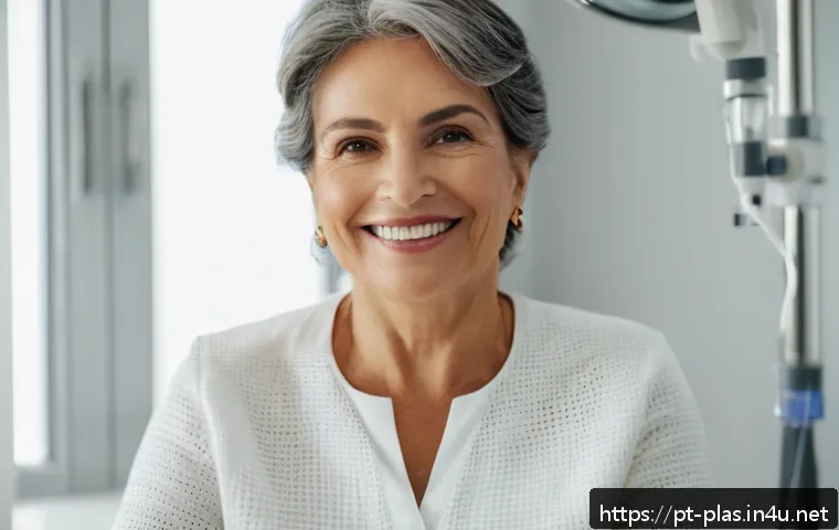 안면 리프팅 유지 기간 - A middle-aged Brazilian woman with smooth, firm skin after a modern endoscopic facelift, smiling gen...